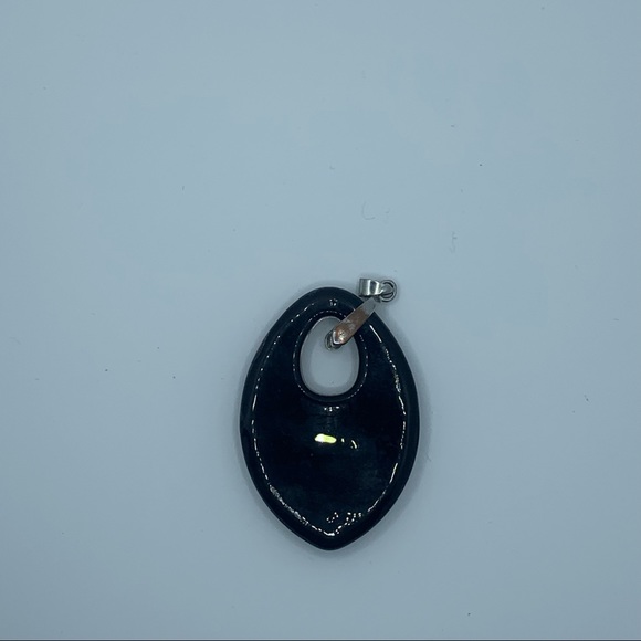 vintage art glass pendant Home Studio Silver & Orange Teardrop Necklace - Picture 4 of 4